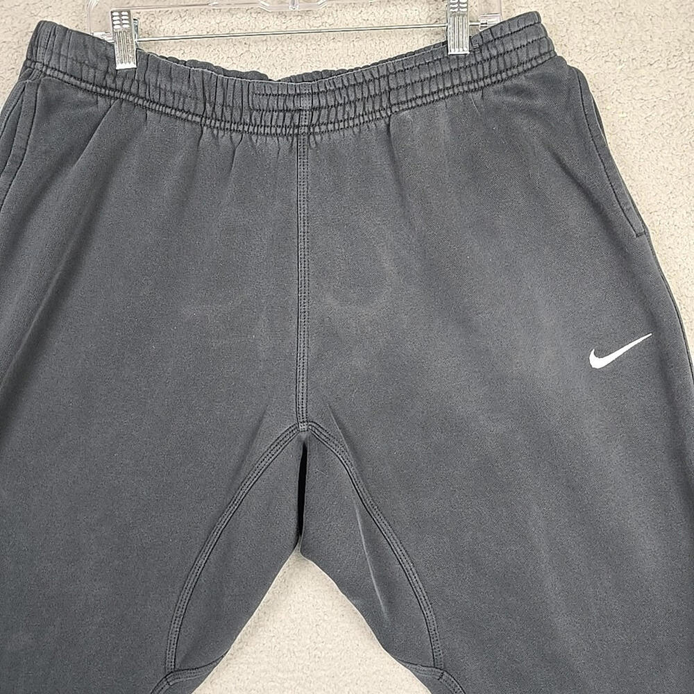 Nike Sweatpants Mens Size XXL Black Joggers White Swoosh Cozy Casual Logo - Picture 2 of 9